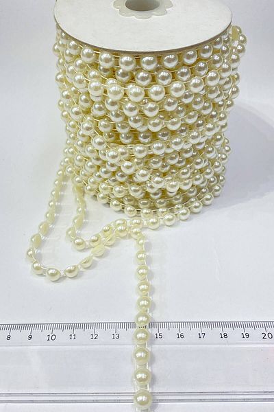 Hayalperest boncuk 8 mm 10 Mt Κρεμ Πλαστική Λωρίδα - Half Pearl