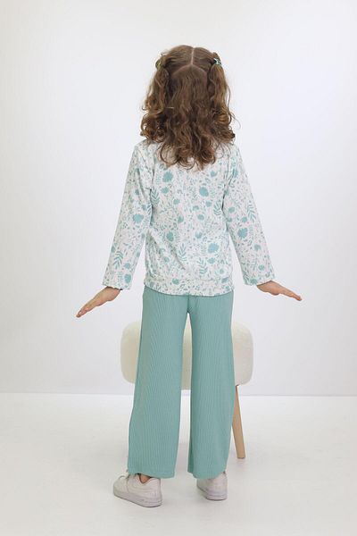 MİNİKANKA Merino Fabric 3-10 Years Old Girl's Long Sleeve Shirt Detailed Spanish Leg Girl's Double Suit