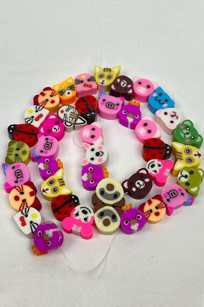 Hayalperest boncuk Fimo Dough Bead with Colorful Animal Figures