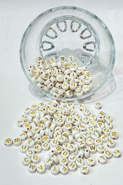 Hayalperest boncuk Gold Round Letter Beads 100 Pieces