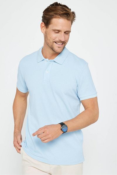 Tudors Pánské Slim Fit Slim Fit Bavlna Měkká textura Prodyšná tkanina S límcem proti kroucení Modré tričko Polo límec