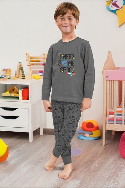 DOFİ Boy's Smoked Super Soft Pajama Set – Space Pattern