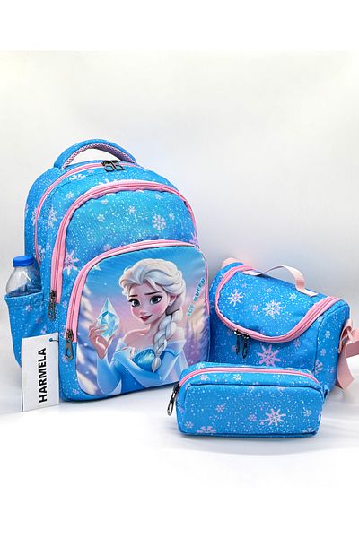 Bevitton Blue First School Bag - Girl's Set of 3, Character Pattern