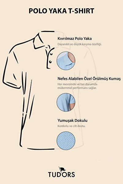 Tudors Pánské Slim Fit Slim Fit Bavlna Měkká textura Prodyšná tkanina S límcem proti kroucení Modré tričko Polo límec