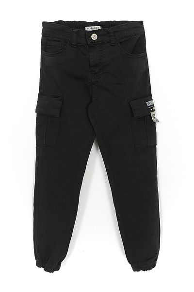 DobaKids Boys Black Gabardine Jogger Pants - Cargo Pocket