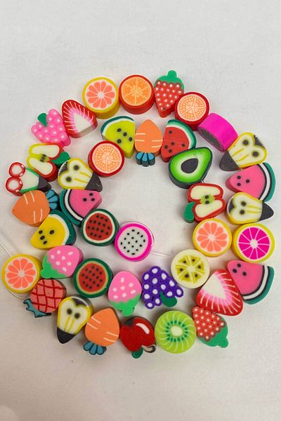 Hayalperest boncuk Colorful Fruit Patterned Fimo Dough Bead