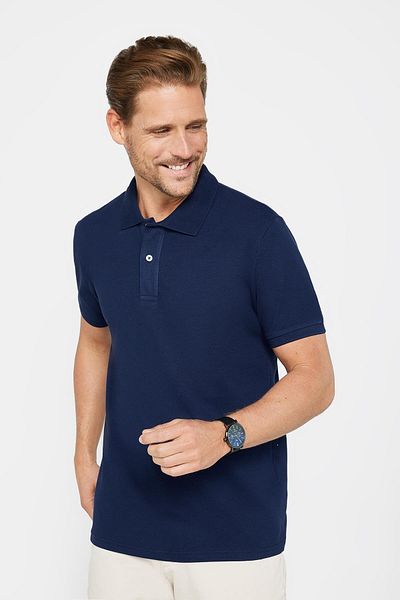 Tudors Ανδρικό T-Slim Fit Slim Fit 100% βαμβακερό απλό πικέ μπλουζάκι με γιακά πόλο