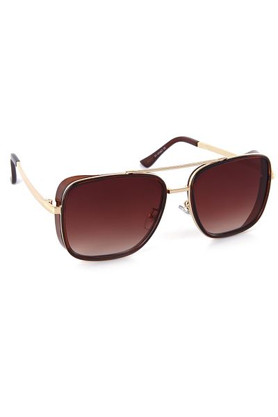 Di Caprio Brown Closed Sides Iconic Square Model Unisex Sunglasses
