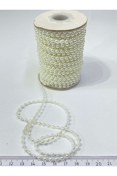 Hayalperest boncuk Plastic Ribbon Half Pearl 4 Mm 10 Mt