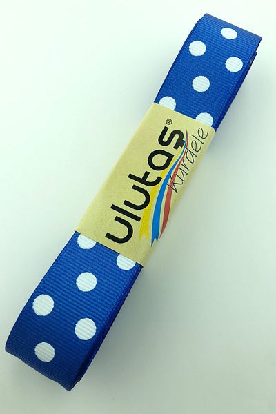 Hayalperest boncuk Saks Μπλε Λευκή Πουά Κορδέλα Grosgrain 2,5 εκ