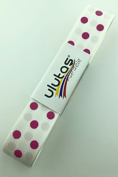 Hayalperest boncuk Κορδέλα 2,5 εκ. Κρεμ φούξια πουά Grosgrain