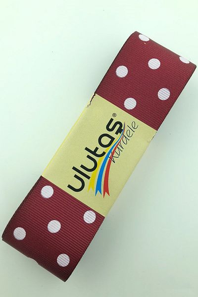 Hayalperest boncuk Κορδέλα Grosgrain 4 εκ. Μπορντό Λευκό Πουά