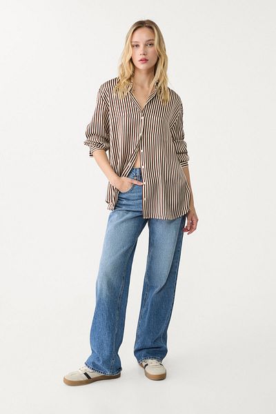 Stradivarius Satin shirt with a lapel collar