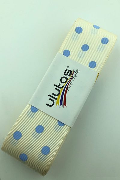 Hayalperest boncuk Κρεμ Baby Blue Πουά Grosgrain Κορδέλα 4 εκ