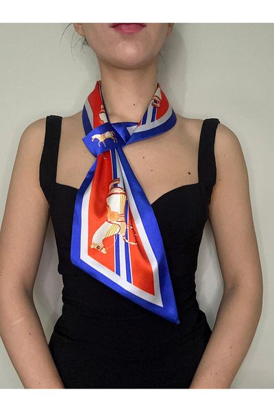 ElevaGlam Red Blue Horse Pattern Tie Scarf