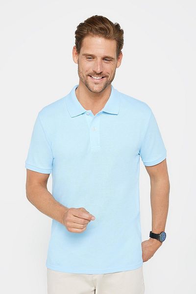 Tudors Ανδρικό μπλουζάκι Slim Fit Slim Fit 100% βαμβακερό απλό πικέ μπλε γιακά μπλουζάκι πόλο