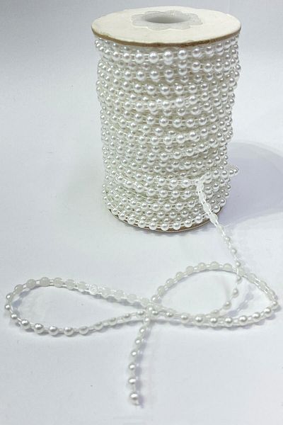Hayalperest boncuk Λευκή Πλαστική Λωρίδα Half Pearl 4 Mm 10 Mt