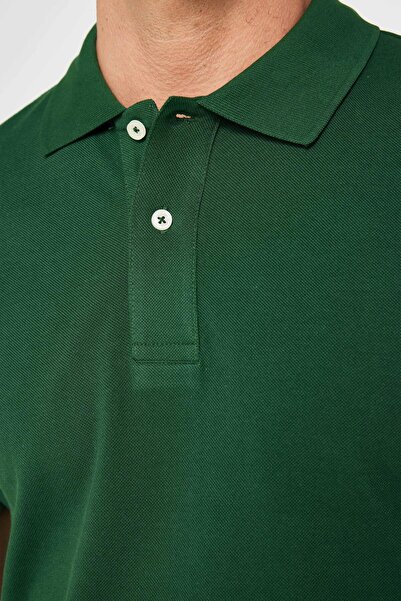 Tudors Men's Slim Fit Slim Fit 100% Cotton Plain Pique Green Polo Collar T-Shirt
