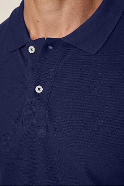 Tudors Pánské tričko s bavlněným polo límečkem v námořnické modré Cool Slim Fit