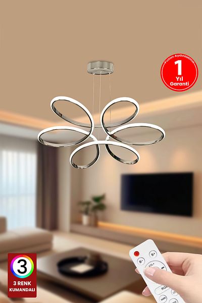FUZON Orkide Medium 3 Color Controlled Led Chandelier Silver Living Room Chandelier Living Room Chandelier Living Room Chandelier