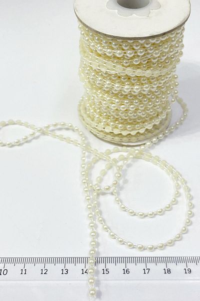 Hayalperest boncuk Cream Plastic Ribbon Half Pearl 4 Mm 10 Mt