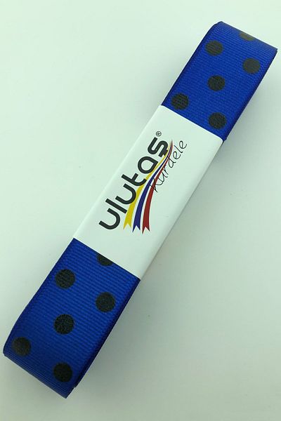 Hayalperest boncuk Saks Μπλε Μαύρη Πουά Κορδέλα Grosgrain 2,5 εκ