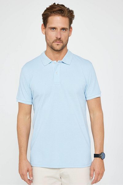 Tudors Pánské Slim Fit Slim Fit Bavlna Měkká textura Prodyšná tkanina S límcem proti kroucení Modré tričko Polo límec