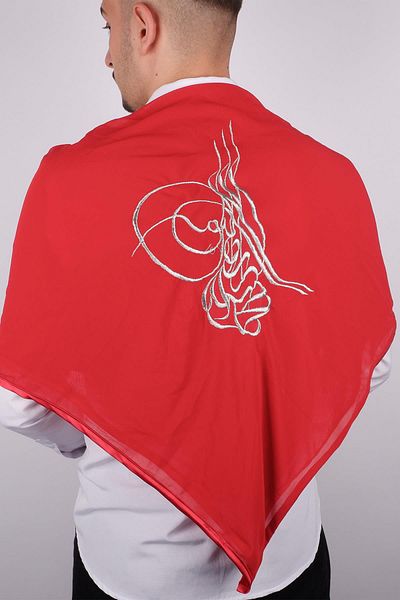 Hayalperest boncuk Tuğra Silver Embroidered Piping Groom Blanket