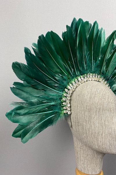 Hayalperest boncuk Hera Bridal Henna Crown - Feather and Jewelled Accessory