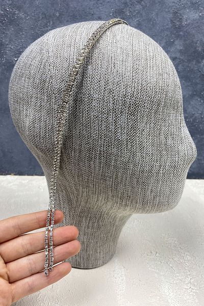 Hayalperest boncuk Accesoriu de păr pentru coroana de mireasă cu două rânduri argintie