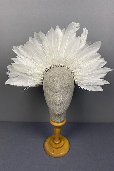 Hayalperest boncuk Accesoriu pentru coroana de henna de mireasa Enda cu pene albe cu pietre