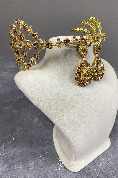 Hayalperest boncuk Helenist Double Sided Bridal Henna Crown and Earring Set