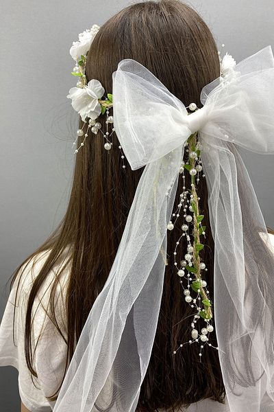 Hayalperest boncuk Coroană de mireasă cu design frunze de perle și accesoriu de păr