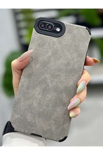 Go Aksesuar حافظة سيليكون بتصميم ألكانتارا متوافقة مع هاتف آيفون 7 بلس - 8 بلس