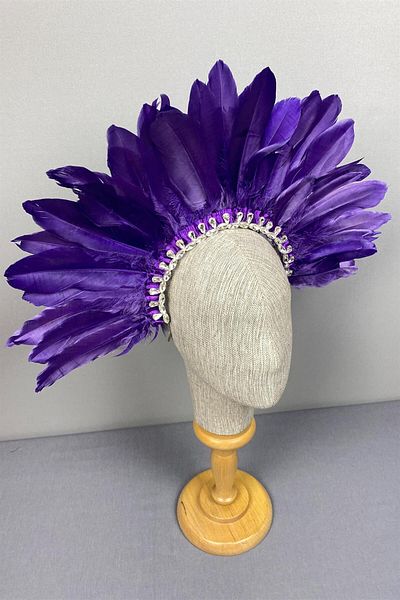 Hayalperest boncuk Accesoriu pentru coroana de mireasa Henna Dali Feathered Purple Stone