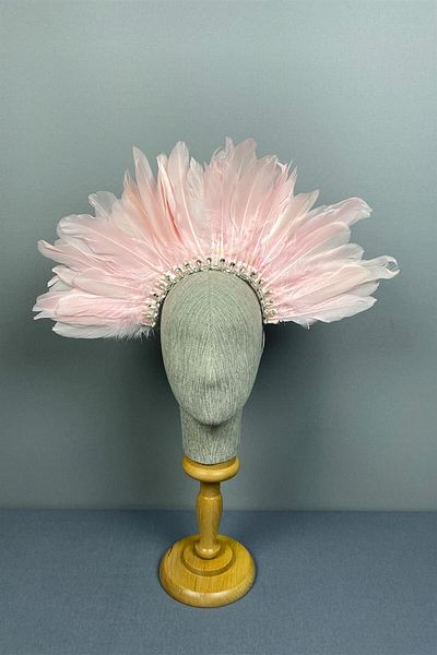 Hayalperest boncuk Stoned and Dali Feather Bridal Henna Crown Accessory