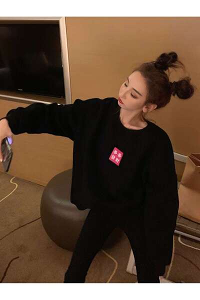 donamod Seria Coke Honeyspot Caracter chinezesc Model Drop Shoulder Pullover