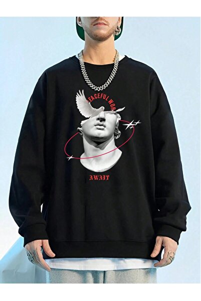 donamod Seria Coko Sculpture & Letter Graphic Drop Shoulder Swea tricou