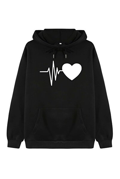 donamod Seria Coke Heart Print Drop Shoulder Hoodie