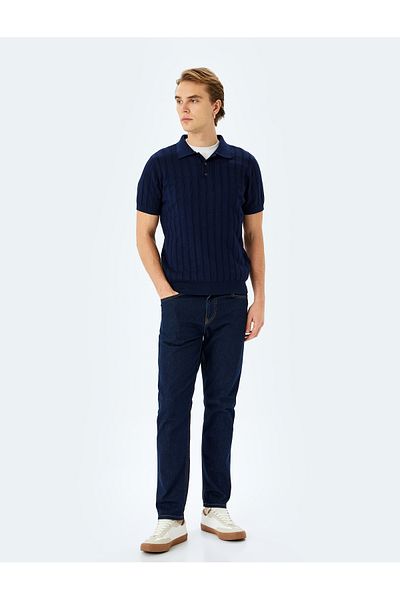 Koton Viscose polo neck short sleeve knitwear sweater.