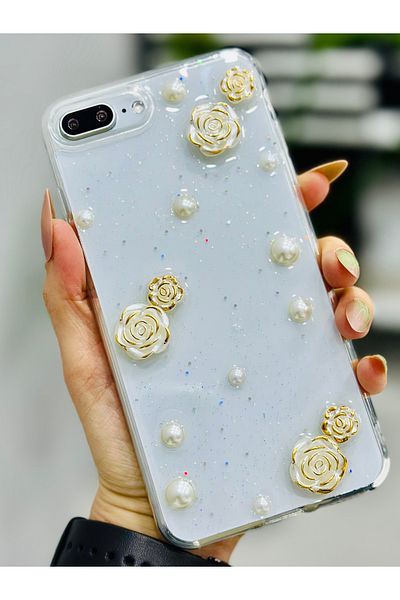 Go Aksesuar جراب مرن من السيليكون بتصميم لعبة PEARL ROSE متوافق مع هاتف Iphone 7 Plus و8 Plus