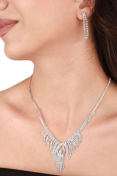 Hayalperest boncuk Dila Crystal Stone Rochie De Seara Colier Set Cercei Si Coroana Mireasa Lalea