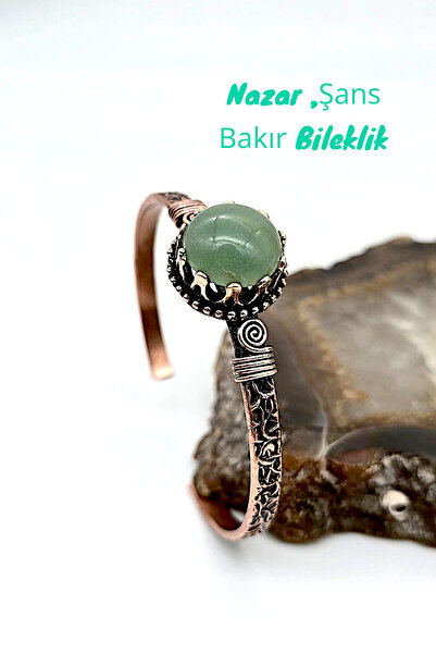 NBS Beautiful Naturel Stones Aventurin Doğal Taşlı Saf Bakır Özel Tasarım  ( ...