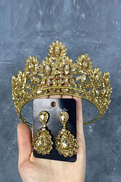 Hayalperest boncuk Coroană și cercei cu henna de mireasă Godiva High