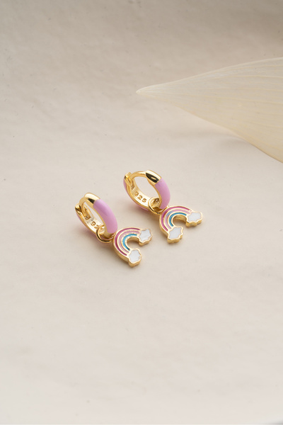 Silvano Jewelry 925 Ayar Gümüş Çocuk Gökkuşağı Küpe