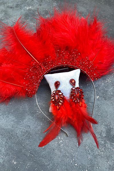 Hayalperest boncuk Coroană și cercei de mireasă Maya Feather Crystal Beaded Henna