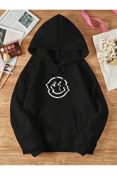 donamod Seria Coke Cartoon Graphic Kangaroo Pocket Drawstring Thermal Hoodie