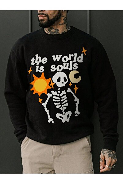 donamod Pulover din seria Coko cu slogan și imprimeu schelet