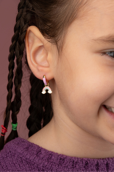 Silvano Jewelry 925 Ayar Gümüş Çocuk Gökkuşağı Küpe