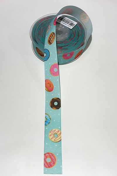 Hayalperest boncuk Κορδέλα Grosgrain με σχέδιο Macoron 1 Mt 2,5 cm Μπλε